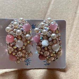 Beautiful crystal and stone clip earring